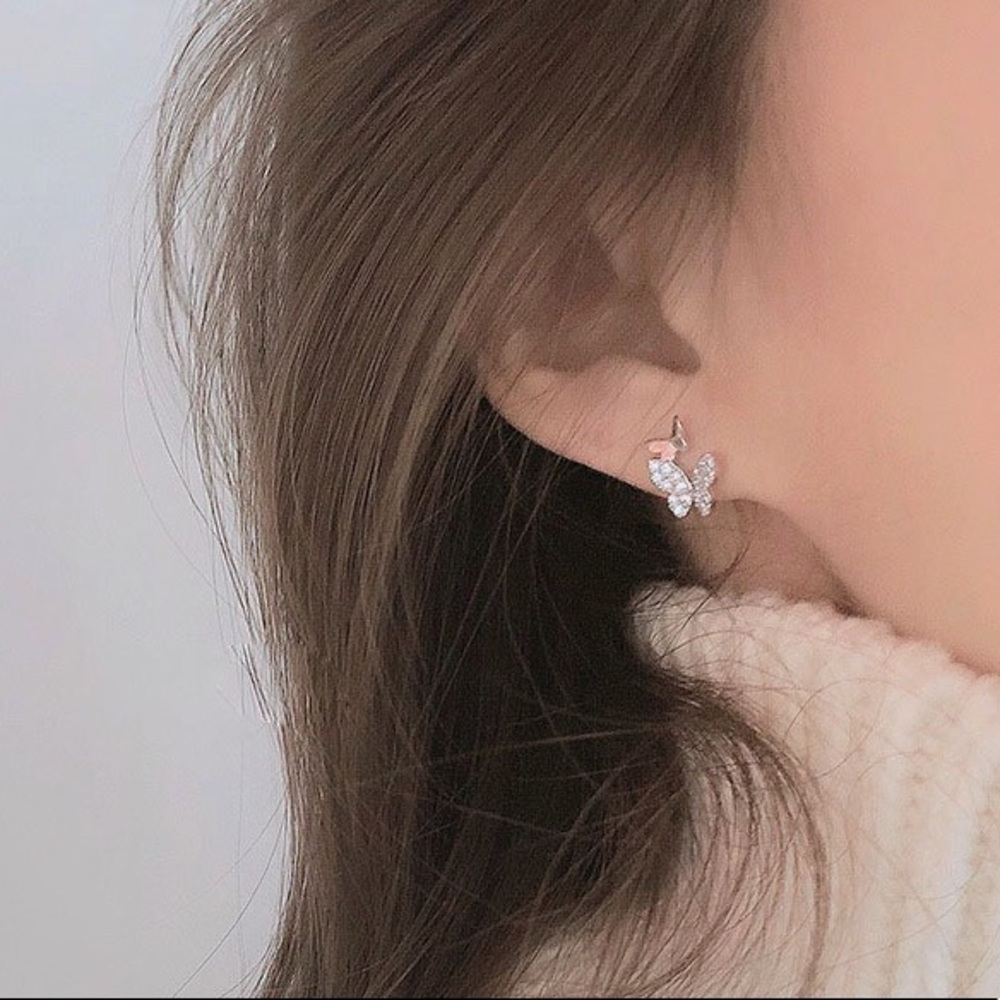 Dainty Silver Butterfly Earrings